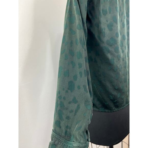 Bella Dahl Animal Spot Green Long Sleeve Button Down Women's Top Shirt Size S - Picture 4 of 9